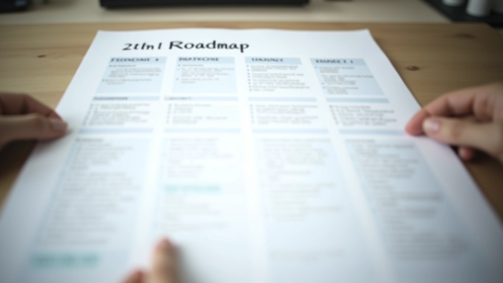 Design system roadmap and maintenance timeline on a calendar with quarterly review checkpoints marked